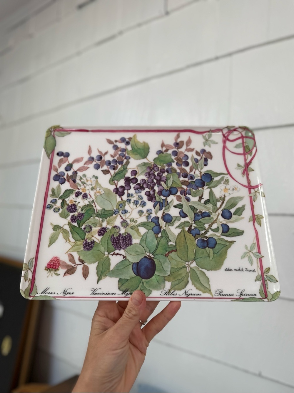 vintage Atelier Michele Trumel botanical berry melamine tray made in Italy